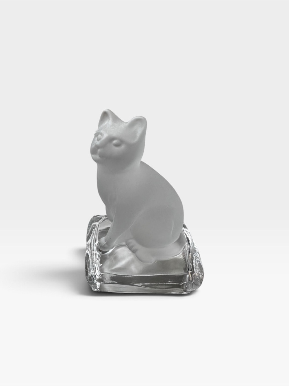 Vintage Frosted Glass Cat on a Pillow Figurine